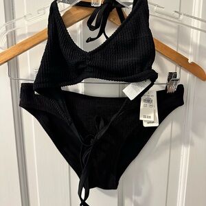 Aerie Black Ribbed Bikini Set